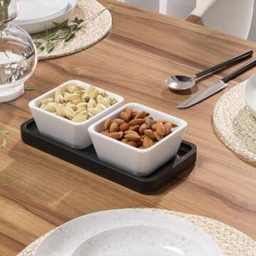 Weenson Vanity Tray, Bathroom Tray for Makeup, Perfume, Jewelry Soap Dispenser, Decorative Tray for Candle, Keys, Small Black Tray for Counter Bamboo Catchall Tray, Kitchen Tray 7.9"L x 4"W x 0.79"H