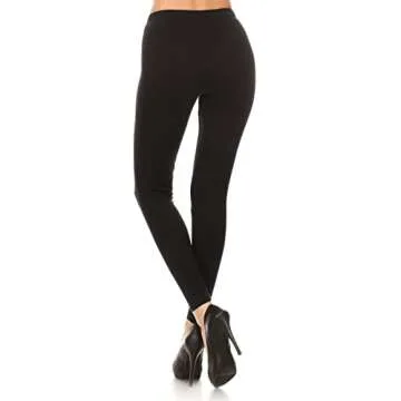 NCL32-Black-XS Cotton Spandex Solid Leggings Made in USA-Black, XS