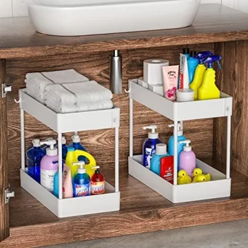 Under Sink Organizer 2 Tier Bath Storage Multi-purpose