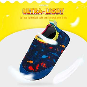 Apolter Baby Boys and Girls Swim Water Shoes Barefoot Aqua Socks Non-Slip for Beach Pool Toddler Kids