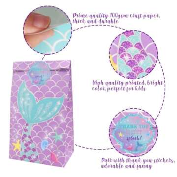 Yaaaaasss! 24 Pcs Little Mermaid Bags Mermaid Party Favor Candy Bags Gift Bags Under the Sea Goodie Treat Gift Wrap Bags for Birthday Party Decorations Supplies