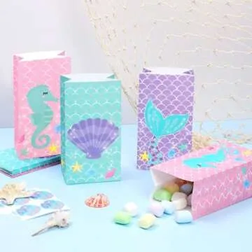 Yaaaaasss! 24 Pcs Little Mermaid Bags Mermaid Party Favor Candy Bags Gift Bags Under the Sea Goodie Treat Gift Wrap Bags for Birthday Party Decorations Supplies