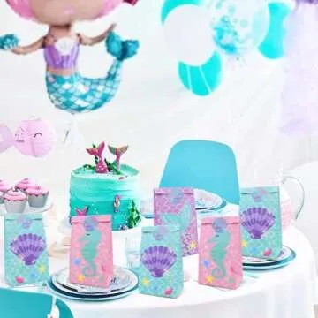 Yaaaaasss! 24 Pcs Little Mermaid Bags Mermaid Party Favor Candy Bags Gift Bags Under the Sea Goodie Treat Gift Wrap Bags for Birthday Party Decorations Supplies
