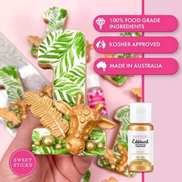 Sweet Sticks Edible Art Metallic Decorative Cake Paint - Glamorous Gold 1.7 Oz