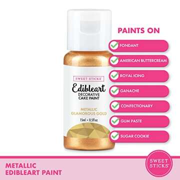 Sweet Sticks Edible Art Paint 1.7 Oz - Metallic Gold