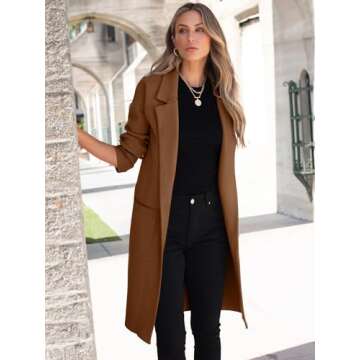 ANRABESS Women Cardigan Sweater Jackets Open Front Thick Knit Oversized Blazer Coatigan 2024 Fall Wi...