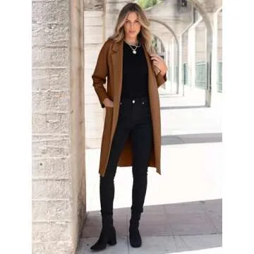 ANRABESS Women Cardigan Sweater Jackets Open Front Thick Knit Oversized Blazer Coatigan 2024 Fall Winter Long Coats Outwear CaramelLarge