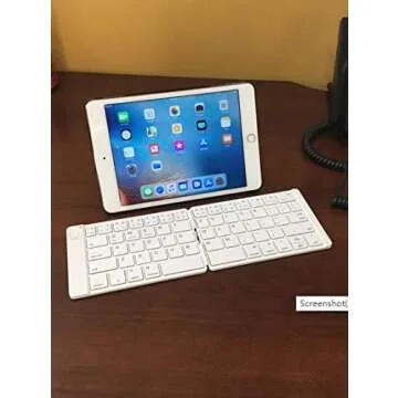 Joyzy Foldable Bluetooth Folding Keyboard Full Size Pocket Wireless Keyboard for iOS Phone Android Smartphone Tablet Windows Laptop (White)