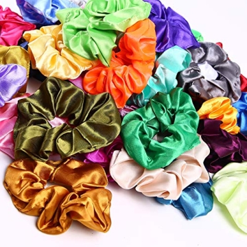 ZZICEN Satin Scrunchies in 50 Colors for Every Style