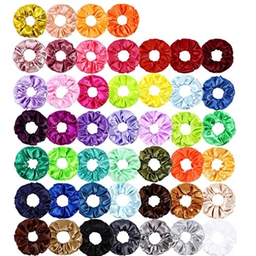ZZICEN Satin Scrunchies in 50 Colors for Every Style