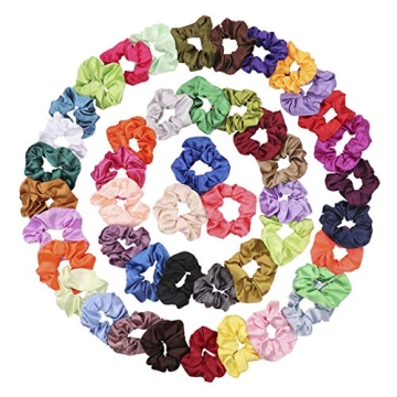 ZZICEN Satin Scrunchies in 50 Colors for Every Style