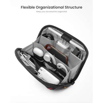 tomtoc Travel Cable Organizer Pouch, Electronics Accessories Organizer Portable Waterproof Double Ac...