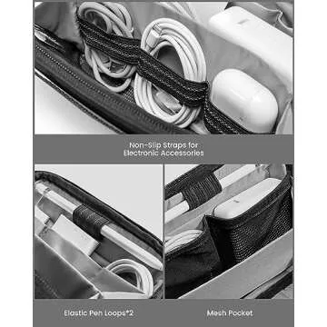 tomtoc Travel Cable Organizer Pouch, Electronics Accessories Organizer Portable Waterproof Double Accessories Carry Case for Cord, Charger, Cables, USB Drive, Black
