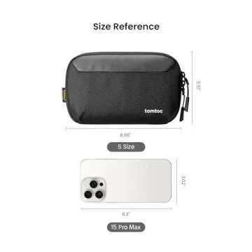 tomtoc Travel Cable Organizer Pouch, Electronics Accessories Organizer Portable Waterproof Double Accessories Carry Case for Cord, Charger, Cables, USB Drive, Black