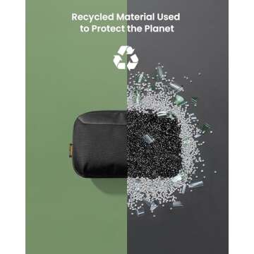 tomtoc Travel Cable Organizer Pouch, Electronics Accessories Organizer Portable Waterproof Double Accessories Carry Case for Cord, Charger, Cables, USB Drive, Black