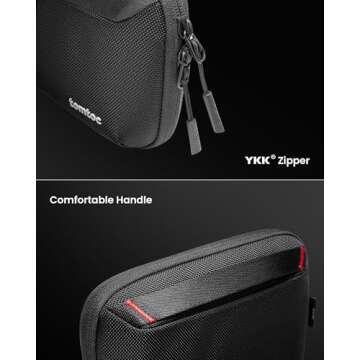 tomtoc Travel Cable Organizer Pouch, Electronics Accessories Organizer Portable Waterproof Double Accessories Carry Case for Cord, Charger, Cables, USB Drive, Black