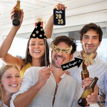KatchOn, Glitter New Years Photo Booth Props 2025 - Pack of 32 | New Years Eve Photo Booth Props 2025, Happy New Years Decorations 2025 | New Years Photo Props 2025, New Years Eve Party Supplies 2025