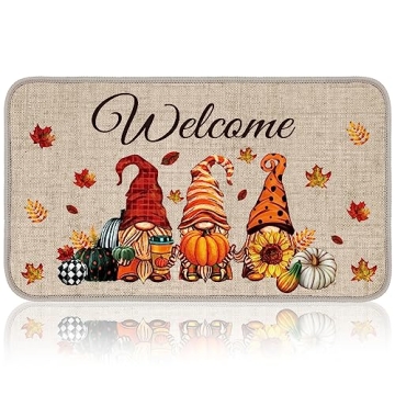 Timgle Winter Fall Door Mat Non Slip Farmhouse Welcome Mats Outdoor Indoor Snowflake Pumpkin Floor D...