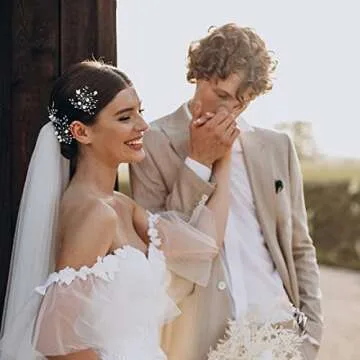 SWEETV Flower Beaded Wedding Hair Pins Rhinestone Bridal Hair Accessories decorative for Brides and Bridesmaid(Pack of 3), Silver