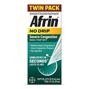 Afrin No Drip Severe Congestion Nasal Spray - 12 Hour Relief, 2 Pack