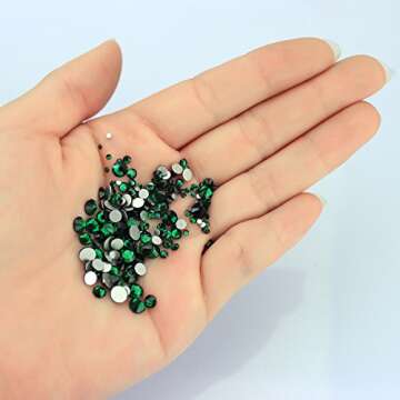 LolliBeads Emerald Green Rhinestones - 1200 Premium Flat Backs for Crafting