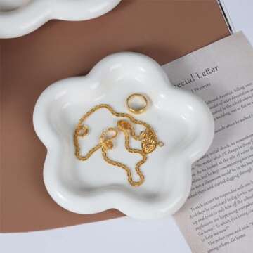 BESSKON Flower Ring Holder Dish for Jewelry Organizing