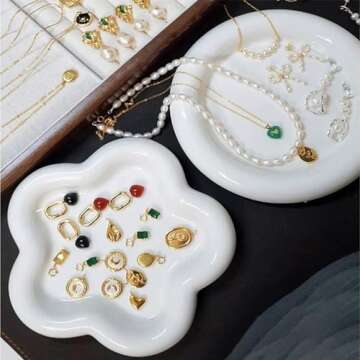 BESSKON Flower Ring Holder Dish for Jewelry Organizing