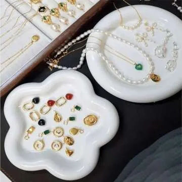 BESSKON Flower Ring Holder Dish for Jewelry Organizing