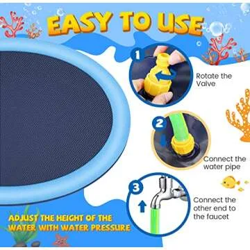 Splash Pad for Kids and Dogs, Extra Large Splash Pad for Toddlers 1-3 and Kids Ages 4-8, Non Slip Thicken Sprinkler Dog Pool Summer Outdoor Water Toys for Backyard (Blue, 67")