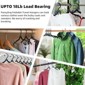 20 Pcs Black Travel Hangers Foldable for Suitcase, Portable Folding Clothes Hangers with Clothesline Travel Accessories, Cruise Ship Essentials Portable Foldable Hangers Drying Rack for Travel