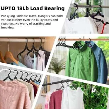 20 Pcs Black Travel Hangers Foldable for Suitcase, Portable Folding Clothes Hangers with Clothesline Travel Accessories, Cruise Ship Essentials Portable Foldable Hangers Drying Rack for Travel