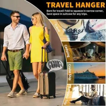 20 Pcs Black Travel Hangers Foldable for Suitcase, Portable Folding Clothes Hangers with Clothesline Travel Accessories, Cruise Ship Essentials Portable Foldable Hangers Drying Rack for Travel