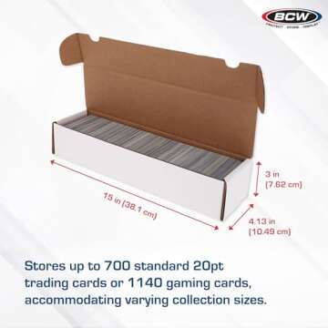 BCW 800ct Trading Card Storage Boxes - 10 Pack | Organizer for Sports Cards, MTG, Pokemon, and Card Games