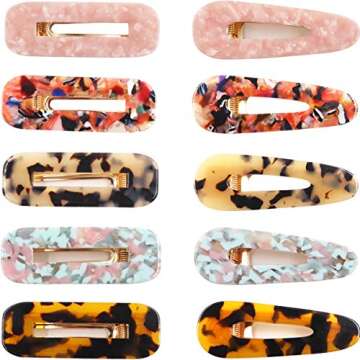 DED 10 Pieces Resin Hair Clips for Women Acetic Acid Hairclips Hair Barrettes for Women Lady