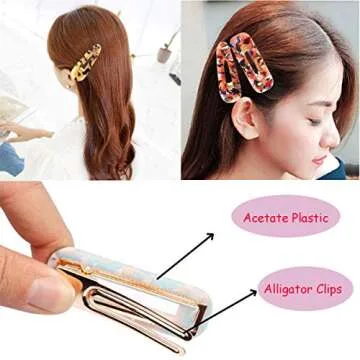 DED 10 Pieces Resin Hair Clips for Women Acetic Acid Hairclips Hair Barrettes for Women Lady