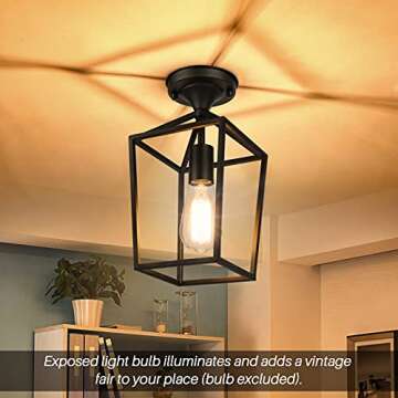 BesLowe 2-Pack Farmhouse Semi Flush Mount Ceiling Light Fixtures for Hallway, Industrial Close to Ce...