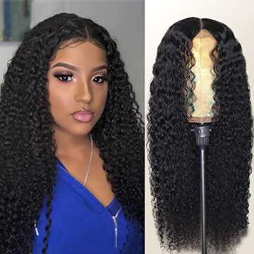 Borchan 360 Lace Frontal Wigs Human Hair Deep Wave Lace Front Wigs with Baby Hair for Black Women Free Part Deep Curly Brazilian Remy Hair 150% Density Natural Color 16 inch
