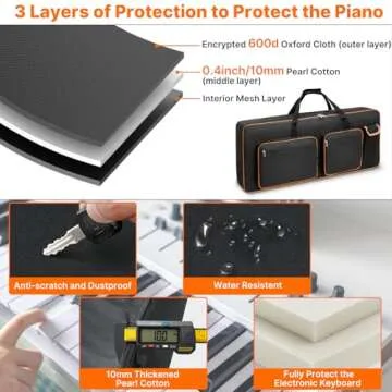 LIWSHWZ 61 Key Padded Keyboard Case with 5 Pockets