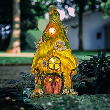 AIINY Garden Decor Outdoor Solar Statues, 11Inch Resin Fairy Garden Solar Lights Birthday Gifts for ...