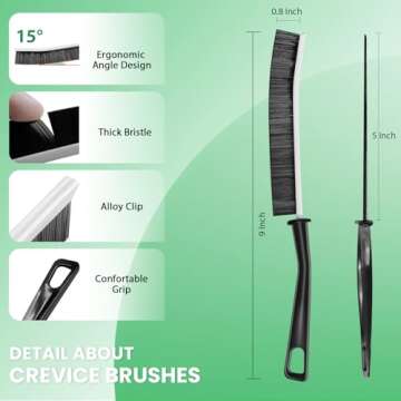 Crevice Cleaning Brush, Small Cleaning Brush, Grout Brush, Crevice Cleaning Tool, Household Cleaning Brushes, Gap Cleaning Brushes for Toilet, Bathroom, Bathtub, Sink, Window（6PCS Black）