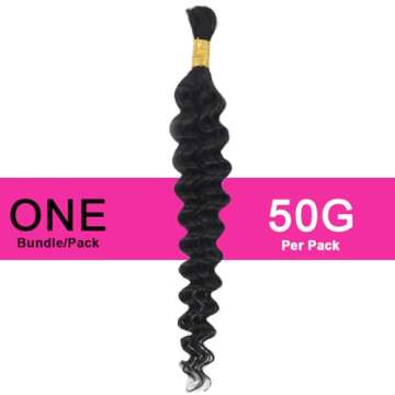 Afrodiva 18 Inch Deep Wave Bulk Human Hair for Braiding No Weft 100% Unprocessed Brazilian Wet and W...