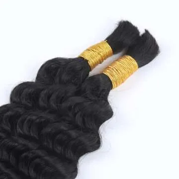 Afrodiva 18 Inch Deep Wave Bulk Human Hair for Braiding No Weft 100% Unprocessed Brazilian Wet and Wavy Curly Braiding Human Hair Extensions Micro Human Braiding Hair for Boho Braids 1 Bundle 50g