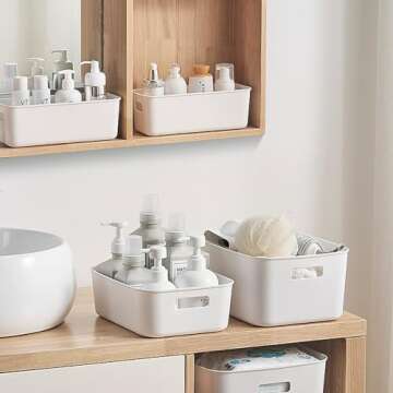 Retainbre 10Pcs White Plastic Storage Bins Plastic Classroom Organization Bins, Pantry Baskets 0rgan...