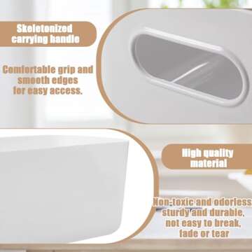 Retainbre 10Pcs White Plastic Storage Bins Plastic Classroom Organization Bins, Pantry Baskets 0rganization and Storage Containers for Toy, Home, Kitchen, Office, Organizer(5L+5M)