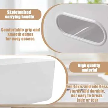 Retainbre 10Pcs White Plastic Storage Bins Plastic Classroom Organization Bins, Pantry Baskets 0rganization and Storage Containers for Toy, Home, Kitchen, Office, Organizer(5L+5M)