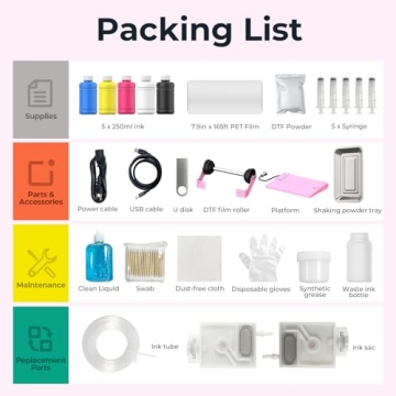 EnjoyColor Pro A4 DTF Printer and Oven, DTF Transfer Printer Machine for Dark and Light Fabric Printing (A4 DTF Printer+A4 Oven+Software+5x250ml Ink+A4 DTF Film)