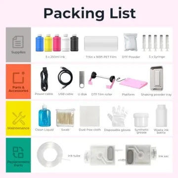 EnjoyColor Pro A4 DTF Printer and Oven, DTF Transfer Printer Machine for Dark and Light Fabric Printing (A4 DTF Printer+A4 Oven+Software+5x250ml Ink+A4 DTF Film)