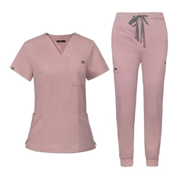 niaahinn Women's Scrub Set with V-Neck Top & Yoga Pants - Stylish Medical Uniform
