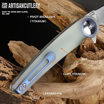 ARTISANCUTLERY Folding Knife CAZADOR EDC Natural Green Handle