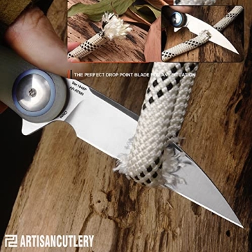 ARTISANCUTLERY Folding Knife CAZADOR EDC Natural Green Handle